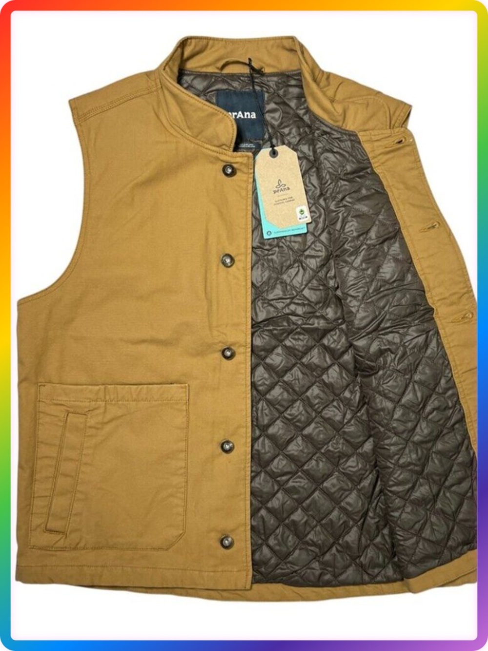 Prana Trembly Vest SIZE L Brown Stretch Canvas Outdoor Utility Layer
